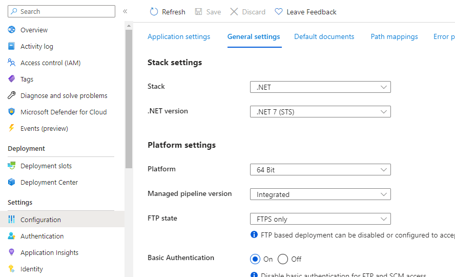 AppService stand schon auf 64bit